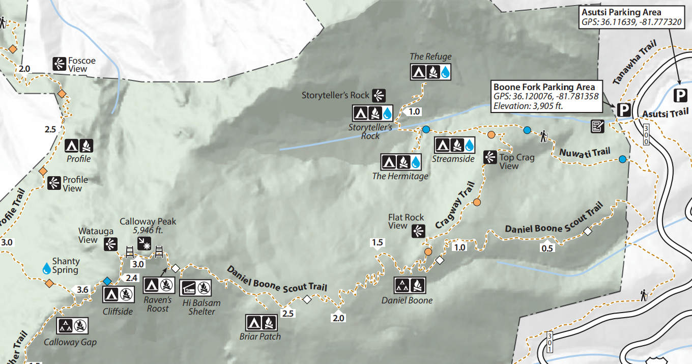 Backcountry Hiking Map Grandfather Mtn Backcountry Hiking Map Grandfather Mtn